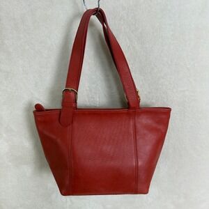 Georgetown Red Leather Tote Bag Adjustable Strap Gold Hardware Timeless Luxury